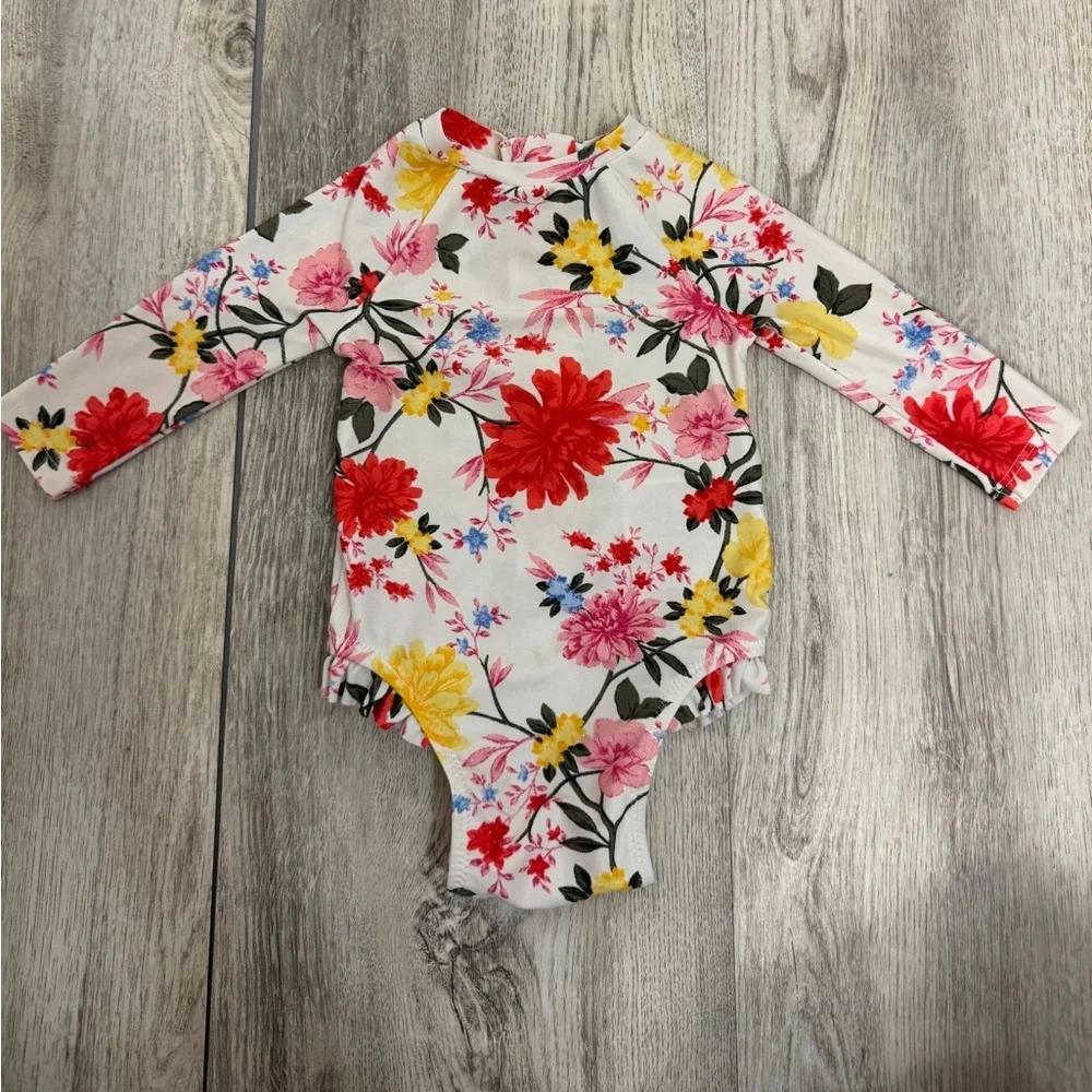 Old Navy Kids Floral Rashguard swimsuit - Red, Yellow, Pink